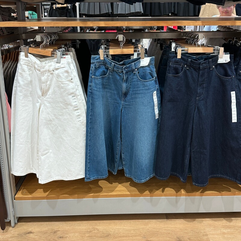Women's Denim Skirt Pants, Washed, High-Waisted, Straight-Leg, Cropped Pants for Summer 488694