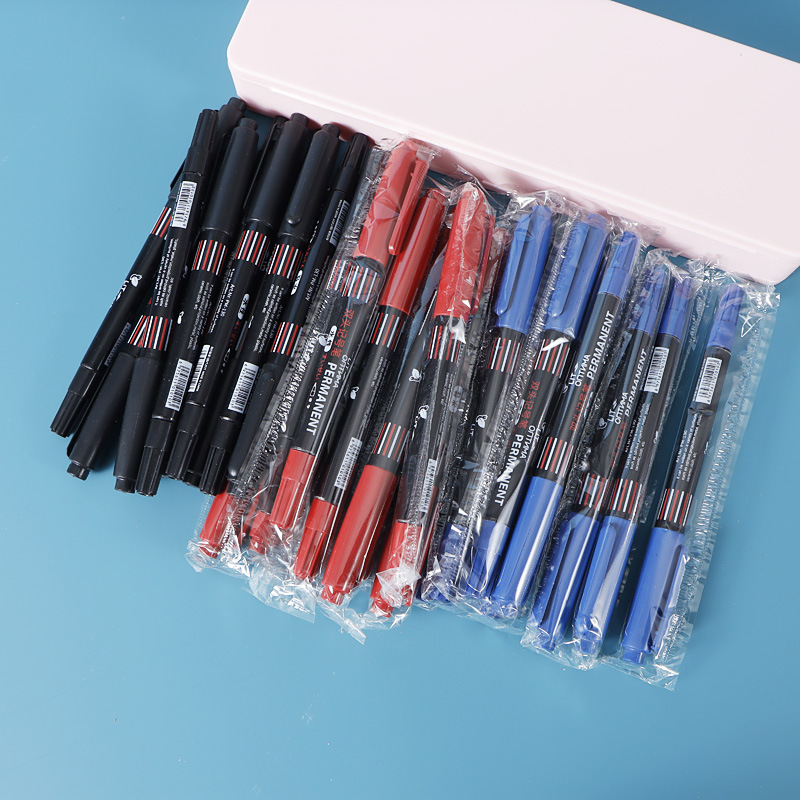 Pluma de Gancho Doble pequeña Negro Rojo Azul marcador de arte a base de agua de secado rápido pintura en caja marcador aceitoso muy fino