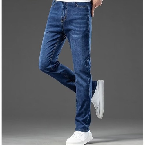 Selected Men's Straight Leg Stretch Jeans - Spring and Summer Casual Long Pants - Washed