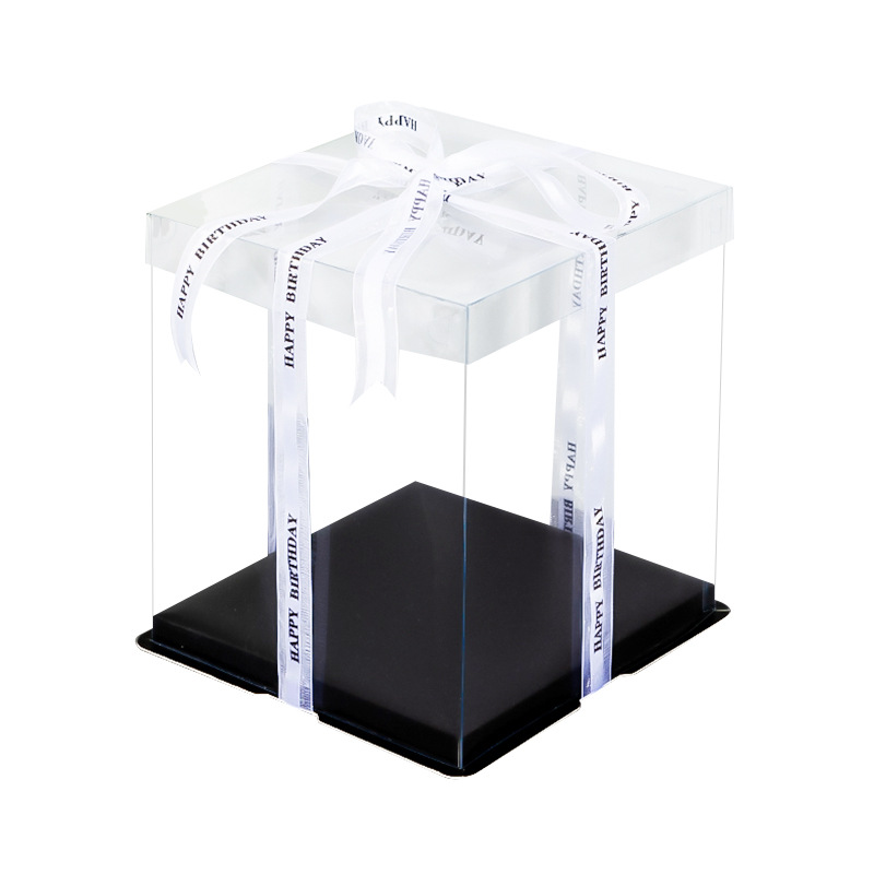 批发透明4 6 8 10寸生日蛋糕盒双层加高加厚烘焙包装cake box现货