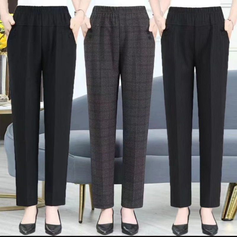 Spring New Style Linen Casual Pants for Middle-Aged and Elderly Women, Thin Plus-Size Pants, High-Waisted Loose Long Pants for Moms Spring New Style Linen Casual Pants for Middle-Aged and Elderly Women, Thin Plus-Size Pants, High-Waisted Loose Long Pants for Moms