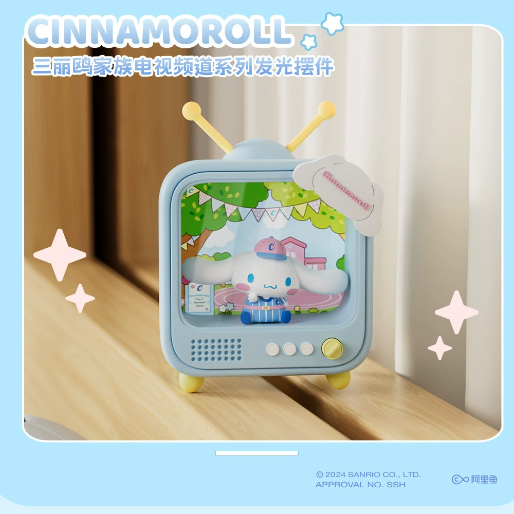 LED Night Light Ornament Sanrio, moon-shaped cute characters, glowing bedside gift