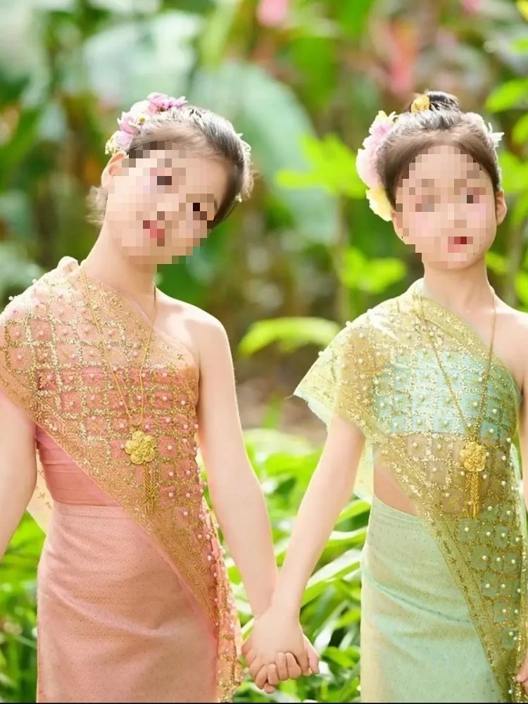 傣族儿童服装表演服拍照旅游泰国傣族服装儿童款傣装演出跳舞