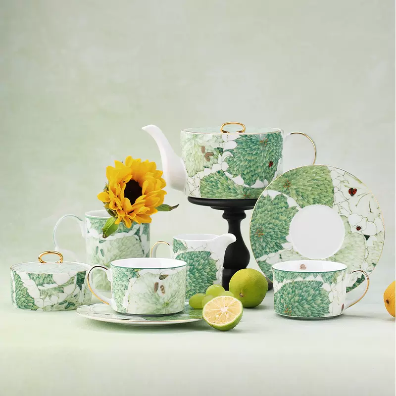 奥唯小清新茶具套装陶瓷茶壶咖啡杯带碟马克杯下午茶杯碟果盘碟子