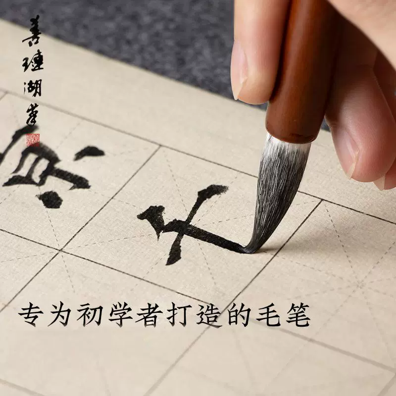 善琏湖笔毛笔兼毫初学儿童狼毫小学生国画练字文房四宝字帖白云湖