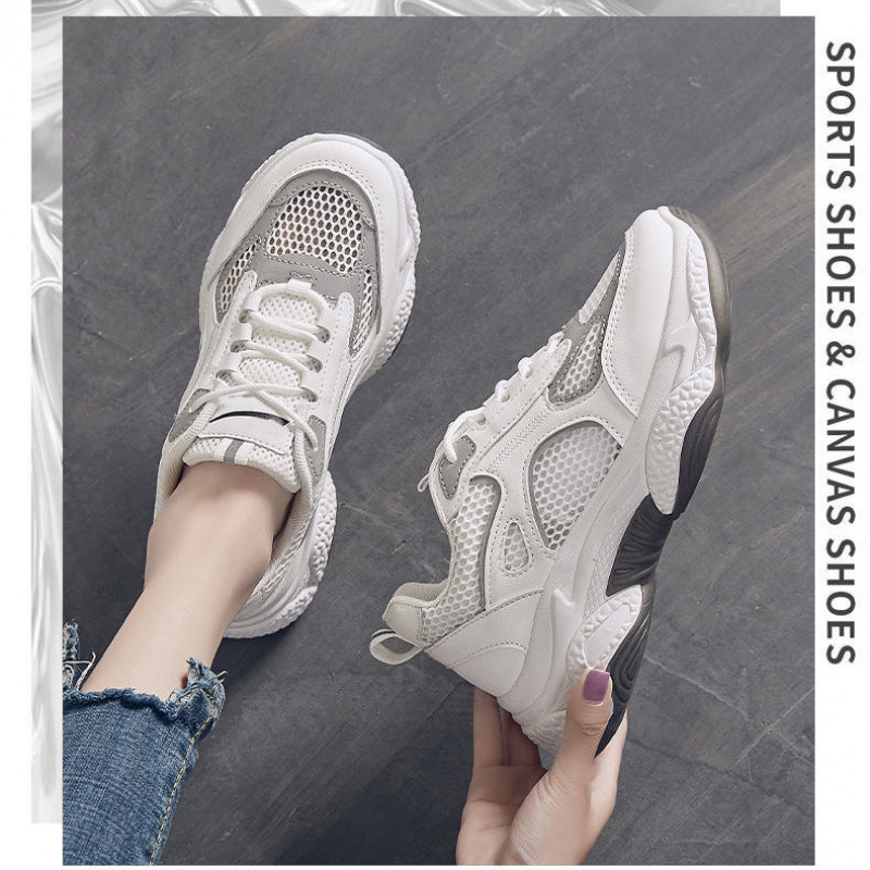 PLOVER Woodpecker Daddy Shoes Mujer de moda 2025 verano nuevo estilo transpirable con pies pequeños zapatos deportivos de malla para correr