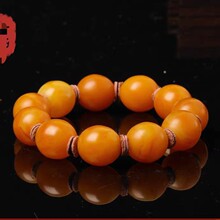 一件代发蜜蜡手串男女款鸡油黄原石琥珀单圈隔片老蜡枣珠手链