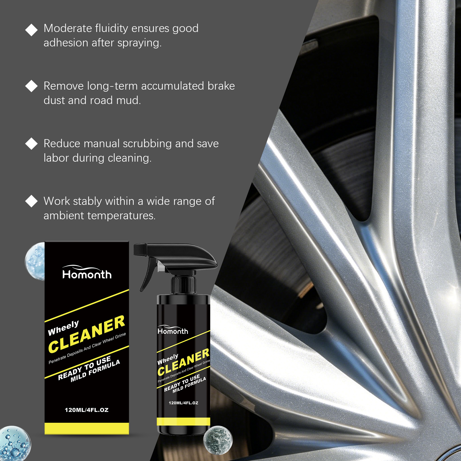 HOMONTH wheel hub cleaner: for wheel hub surface maintenance, polishing, rust removal, stain removal, and to restore shine and luster to the paint