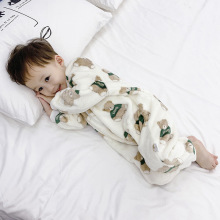 宝宝法兰绒睡衣婴儿防踢睡袋小男童加厚爬服女童秋冬季加绒连体衣