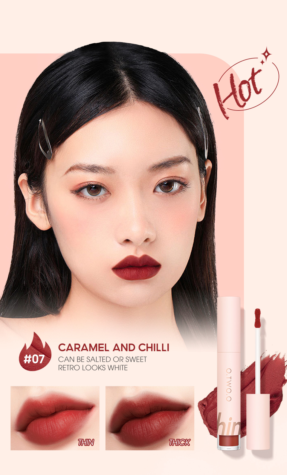 O.TWO. O soft cotton mist first love lip mud powder Blusher eye shadow can be used three times, velvet does not touch the cup and does not fade