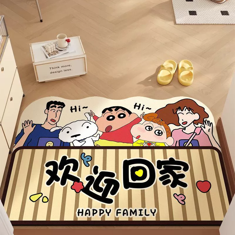 Напольный коврик Crayon Shin-chan Welcome, милый мультяшный коврик для входной двери, ванная комната, дверь туалета, водопоглощающий противоскользящий коврик