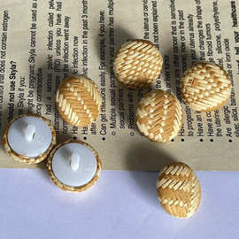 草编手工包布扣服装配饰  可穿孔纽扣帽子装饰扣 新款PP草包布扣