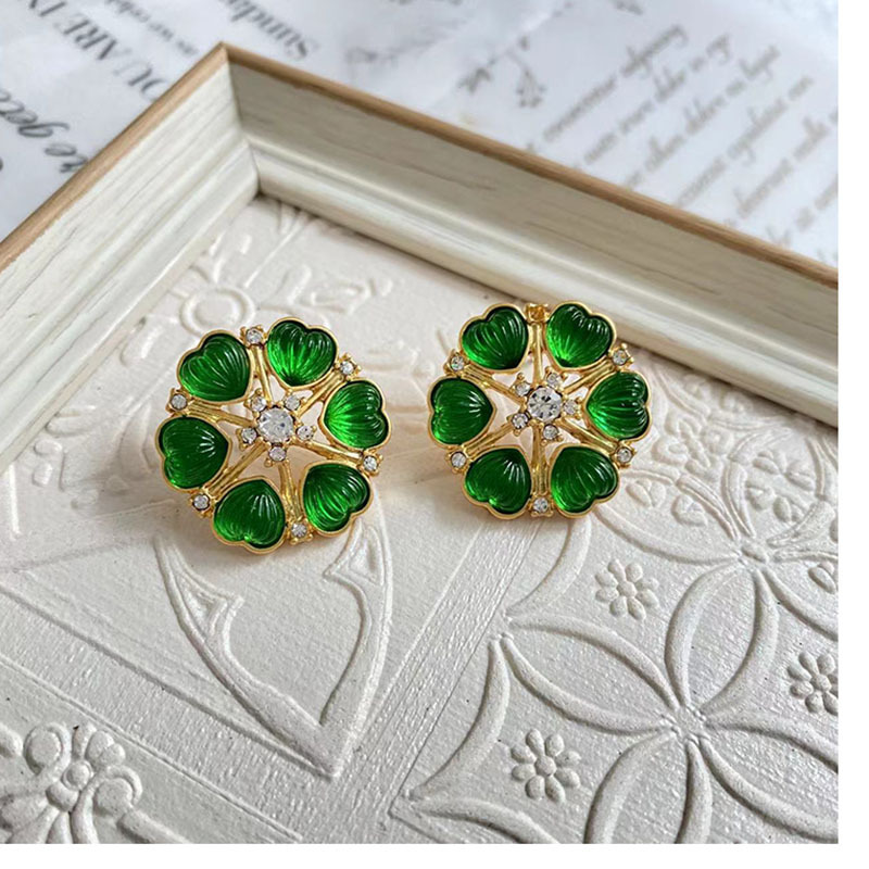 Retro Flower Alloy Plating Rhinestones Womenu0027S Earrings Necklace