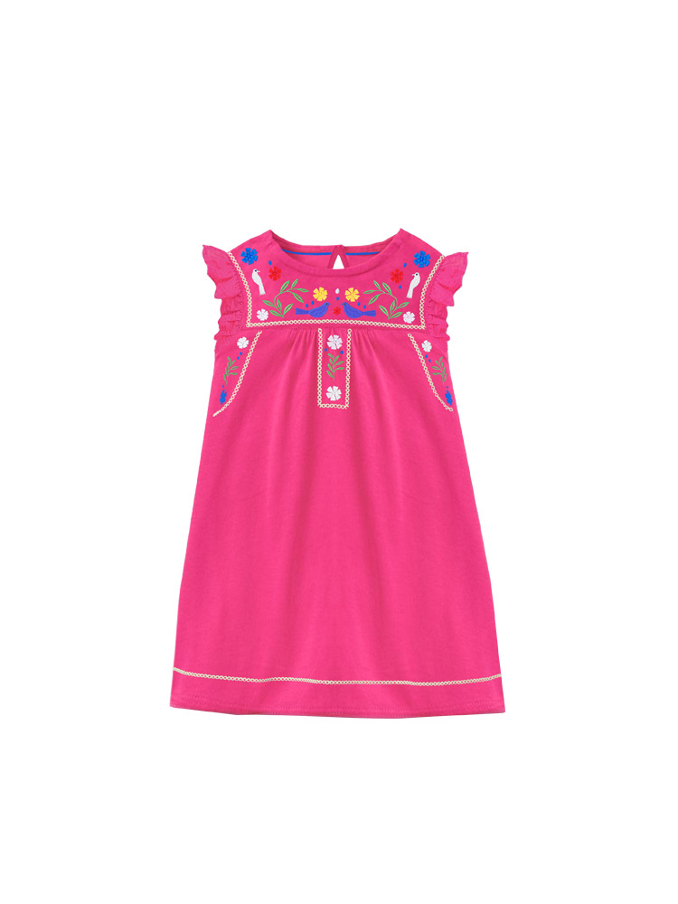 Vestido de verano de niñas, nuevo estilo europeo y americano, vestido de princesa de cuello redondo para niños, vestido casual para niños