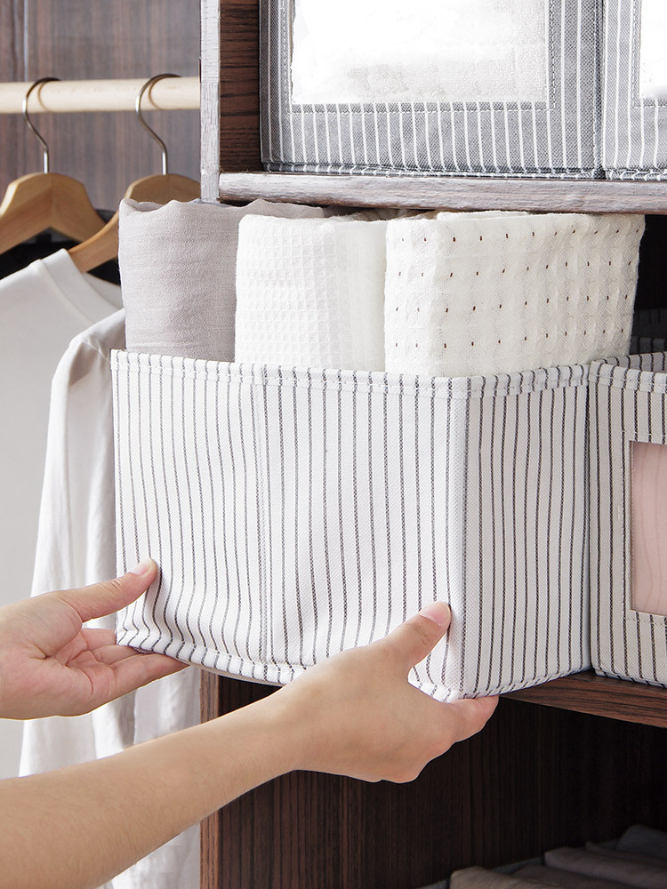 Caja organizadora estilo japonés sin tapa, de tela no tejida, para ropa y objetos, almacenamiento práctico para el hogar