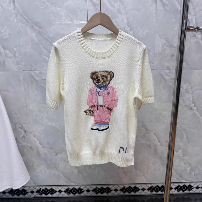 Ralph Lauren Polo Bear Cashmere Round-Neck Knit Long-Sleeve Loose-Fitting British Style Age-Reducing Embroidered Bear Cartoon Sweater