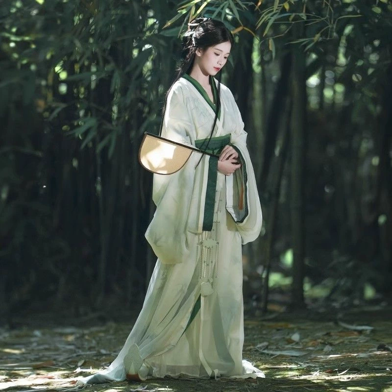 Hanfu 2025, новая модель, большой выпуск, халат времен Войны за престолонаследие, древний костюм, оригинальный костюм династии Вэй и Цзинь, восстановленный прямой подол, длина до талии, в древнем стиле, крутой.