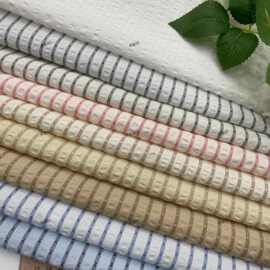 春夏梭织色织格条布皱皱时尚风格衬衫连衣裙面料条纹