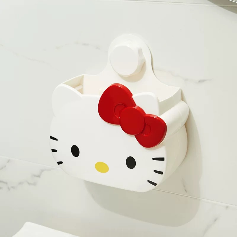 Fire Kitty baño para cepillo de dientes estante de pasta de dientes sin perforación dibujos animados colgados en la pared caja de almacenamiento de drenaje
