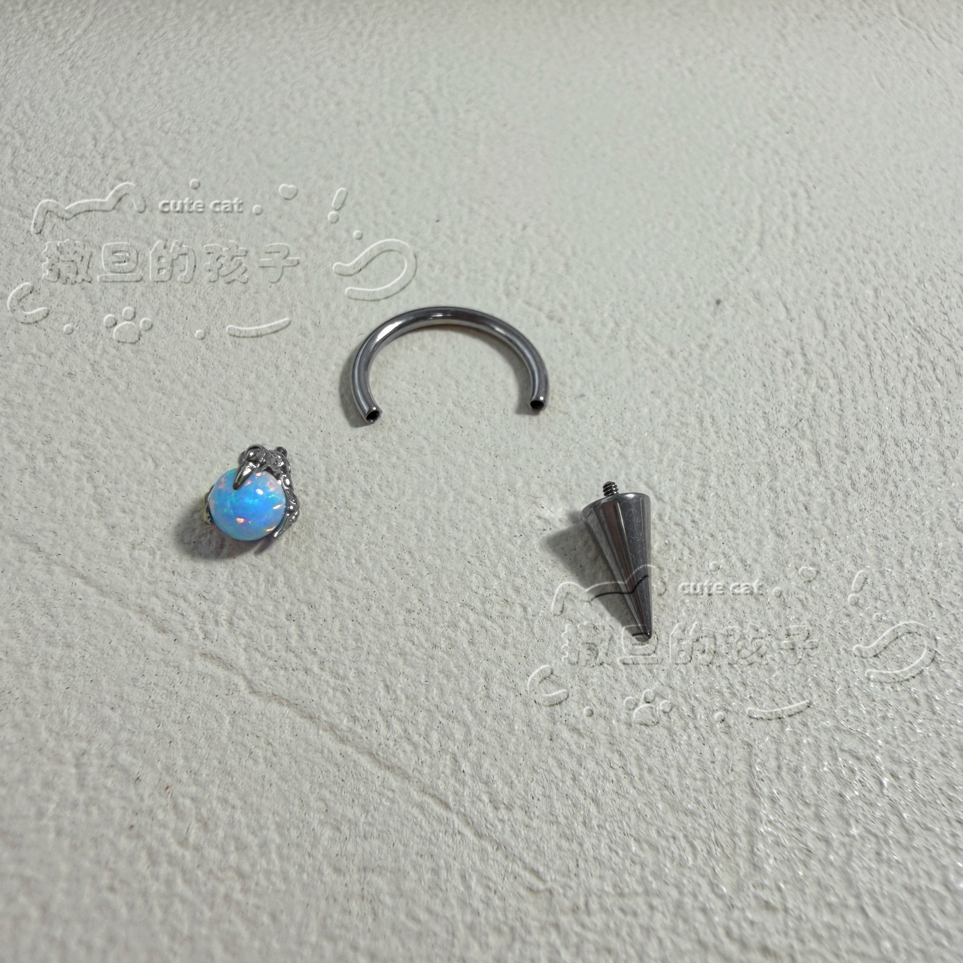 Satan's Child Opal Dragon Claw F136 Titanium Alloy Lip Ring - 12mm Diameter Lip Hoop for Lip, Ear Cartilage Piercing detail image 8