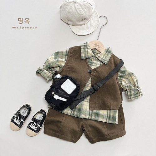 Wan match~Spring and summer shorts 2024 boys and girls Korean version Japanese trendy children's cropped pants children's versatile wide-leg pants children's clothing