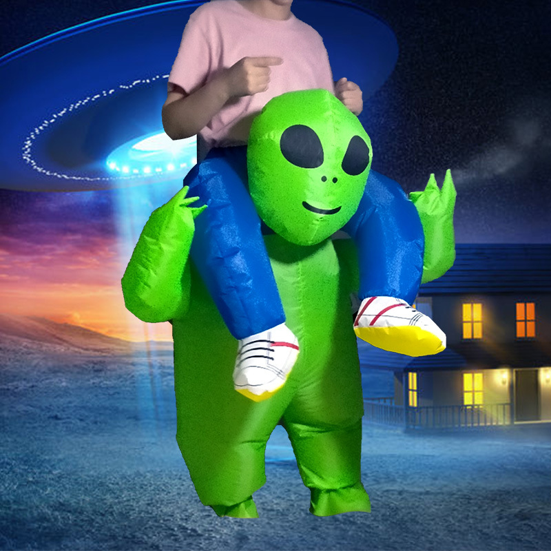 Halloween divertido alienígena ET volver traje inflable divertido padre-hijo rendimiento accesorios ropa verde volver hombre rendimiento