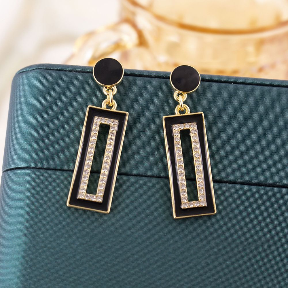 23#Silver needle rectangular earrings