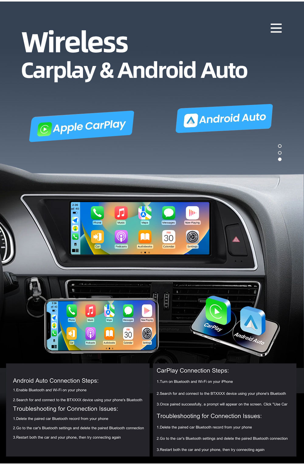 8.8inch Suitable for Audi A5 S5 B8 8t Car Central Control Large Screen Navigation Carplay Player