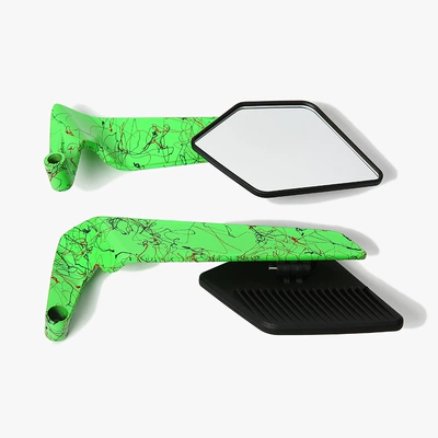 Motorcycle rearview mirror Rearview Mirror Suitable for - art-pattern-black-mirror-shell-green