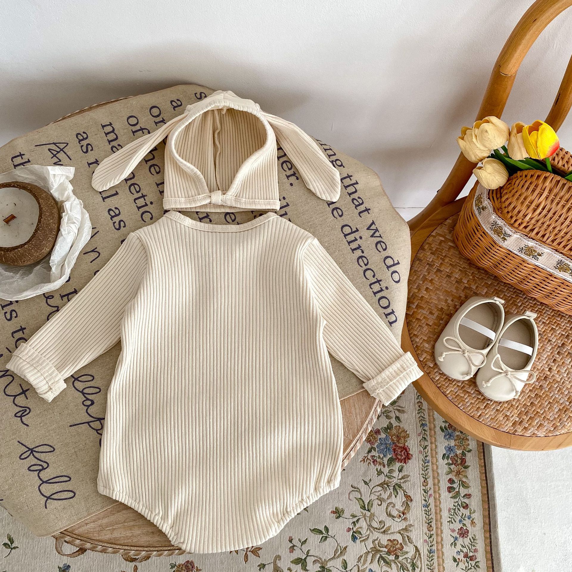 2024 Herbst Mädchen Baby Pit Krawatte Rundhals Langarm Hoodie Overall Dreieck Kletteranzug mit Hut inklusive_voghion.com