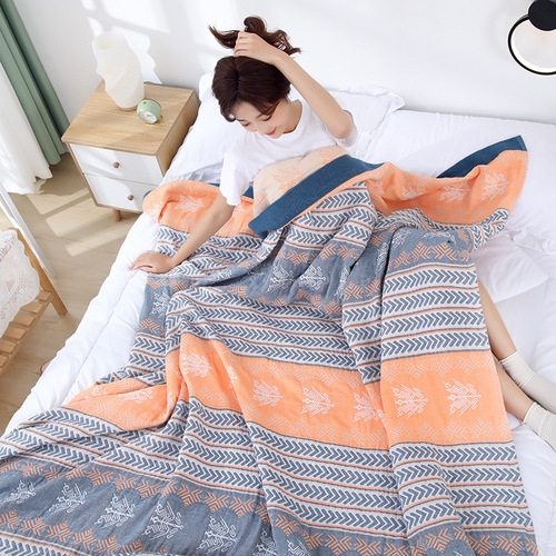 Pure cotton five-layer gauze quilt single double cotton towel quilt air-conditioned quilt blanket nap blanket nap blanket