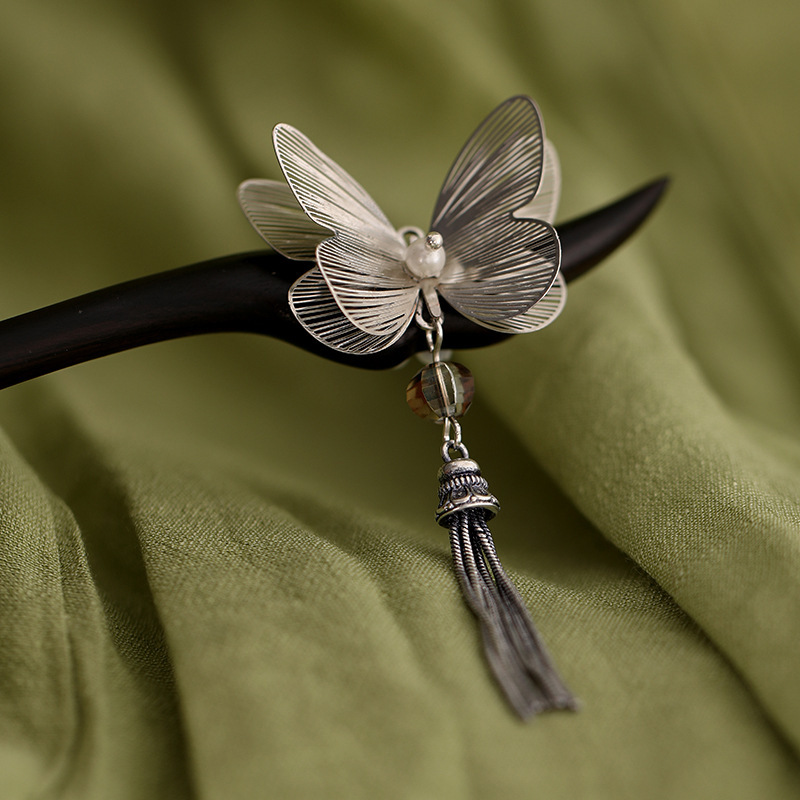 D108 흔들리는 나비머리핀 [에보니]