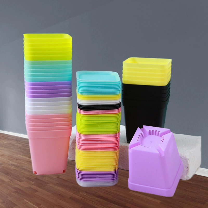 Пластиковый цветочный горшок, маленький квадратный утолщенный суккулент, маленький черный квадрат, маленький красочный квадрат, суккулент, красочный квадрат, 5.5cm цветов