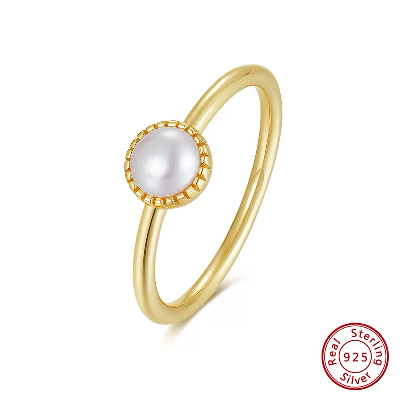 Ring from pearl, brand dye, wholesale, silver 925 sample, European style, french style, internet celebrity