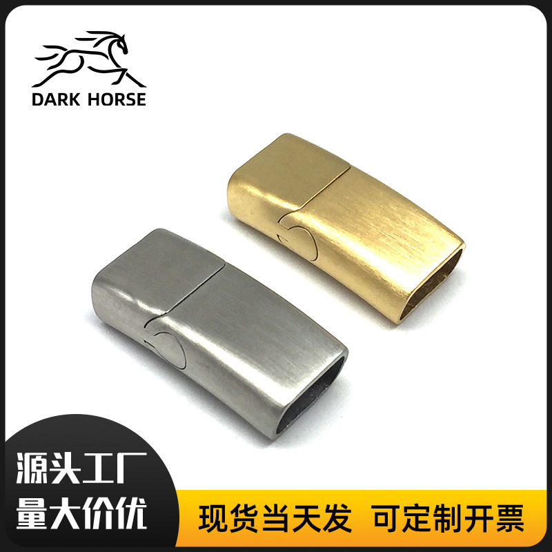 Stainless Steel Magnetic Clasp Side-Pull Screw Hole Braided Leather Cord Bracelet Connector DIY Jewelry Accessories