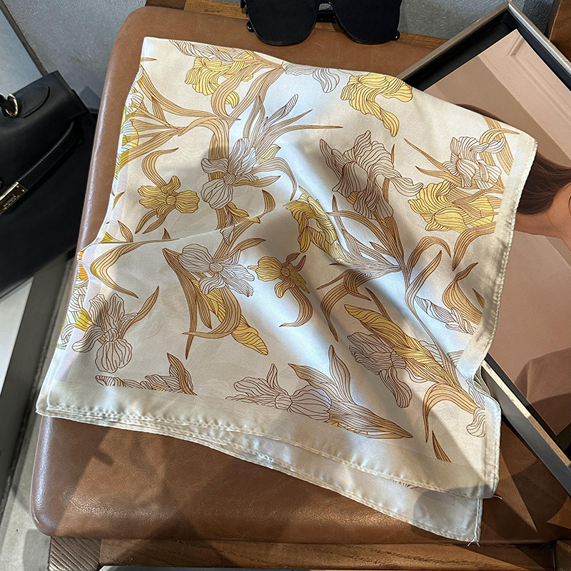 Bufandas de seda para mujeres 2025 primavera y otoño moda versátil temperamento minimalista 65cm bufandas de seda simuladas bufandas delgadas bufandas