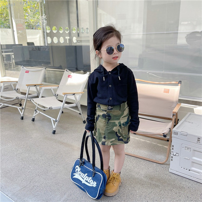 Children's clothing 2023 Spring New products Children Sweater Korean Edition girl Hem Arc Hooded Sweater jacket