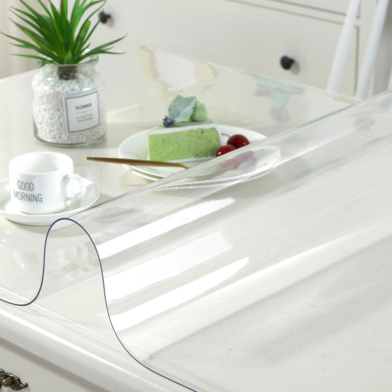 ✅下垂透明PVC软塑料玻璃餐桌台布桌垫防水油烫免洗无味水晶