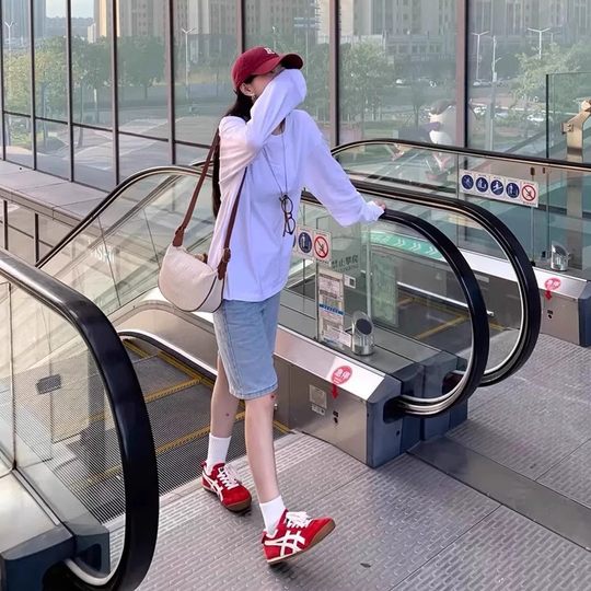 Real Soft Leather Vintage Height-Increasing Red German Training Shoes Female Spring Student Flat Casual Sneakers Platform Sports Forrest Gump Shoes