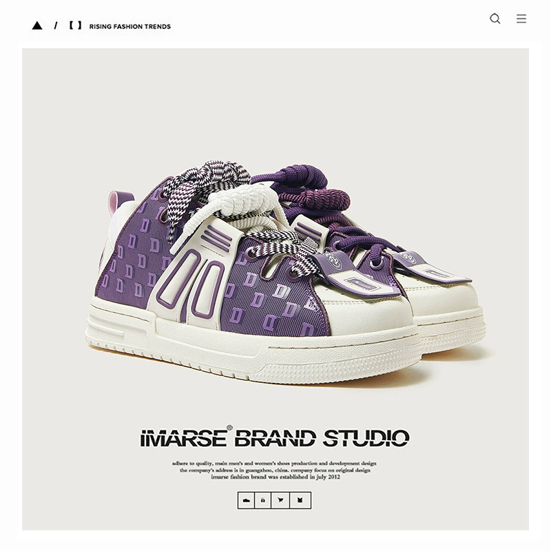 Обувь Гуанчжоу, модная китайская мужская обувь, модная обувь с двойными шнурками, уличные фиолетовые кроссовки, одинаковый стиль для мужчин и женщин, парная обувь, туфли для хлеба.