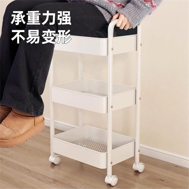家用小推车置物架客厅零食杂物收纳架厨房卫生间金属储物架|undefined