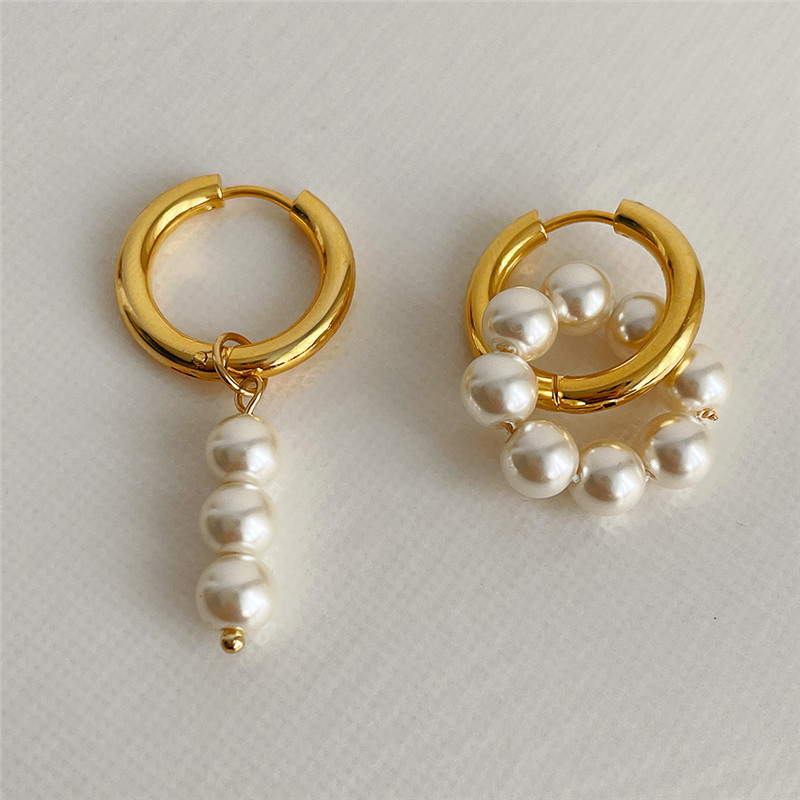 Cross-border foreign trade wholesale Europe and the United States retro fashion Joker geometric pearl earrings high sense earrings jewelry
