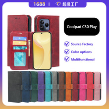 适用于酷派 C30 play 小牛皮相框手机皮套磁扣翻盖多卡槽保护套