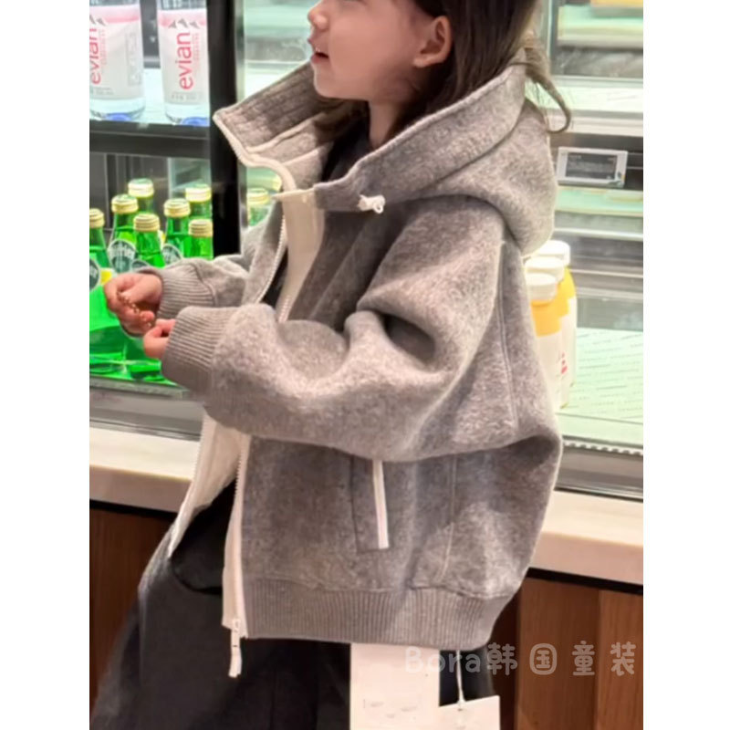 男童外套春秋款2025新款秋装洋气酷帅儿童灰色卫衣女童宽松上衣潮|undefined