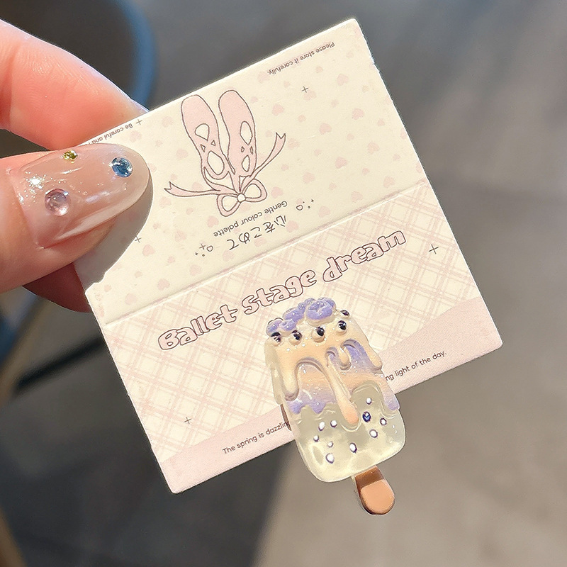 Crema ondulado punto arco clip para el cabello de la mujer adorable lateral cabello roto frisa clip de boca de pato clip para la niña clip para el cabello