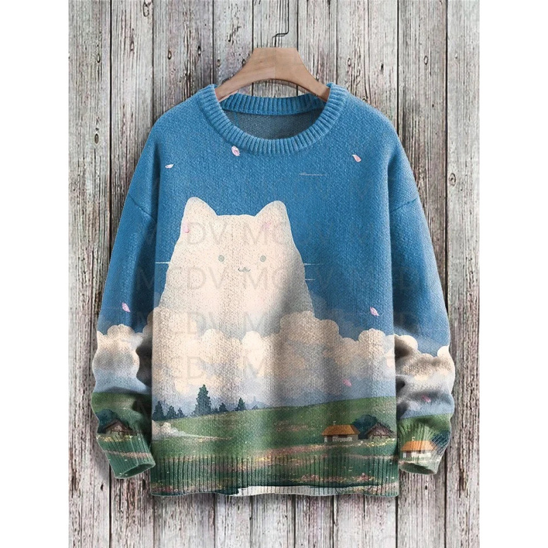 Cross-Border Export Retro Japanese Style Painting Cat Art Casual 3D Printed Thick Needle Pit Strip Pullover Sweatshirt for Men and Women Cross-Border Export Retro Japanese Style Painting Cat Art Casual 3D Printed Thick Needle Pit Strip Pullover Sweatshirt for Men and Women