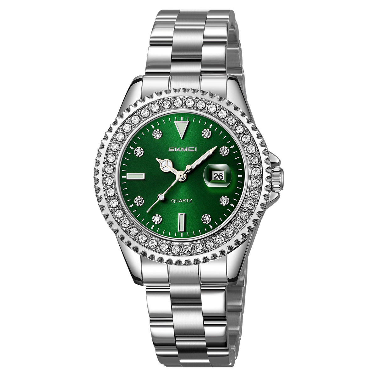 Momento de belleza ligera de lujo damas reloj de cuarzo 30 metros calendario impermeable relojes de moda fabricantes al por mayor transfronterizos