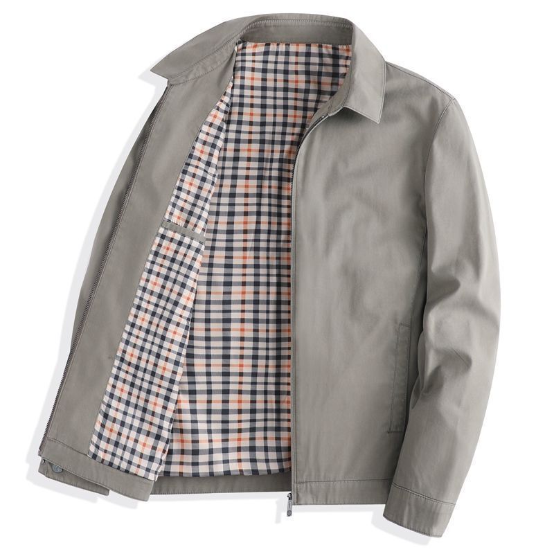 Brand Clearance Men's Jacket for Spring, Suitable for Middle-Aged and Elderly, High-End Turn-Down Collar, Loose Fit, Business Casual Style, Dad's Autumn Jacket