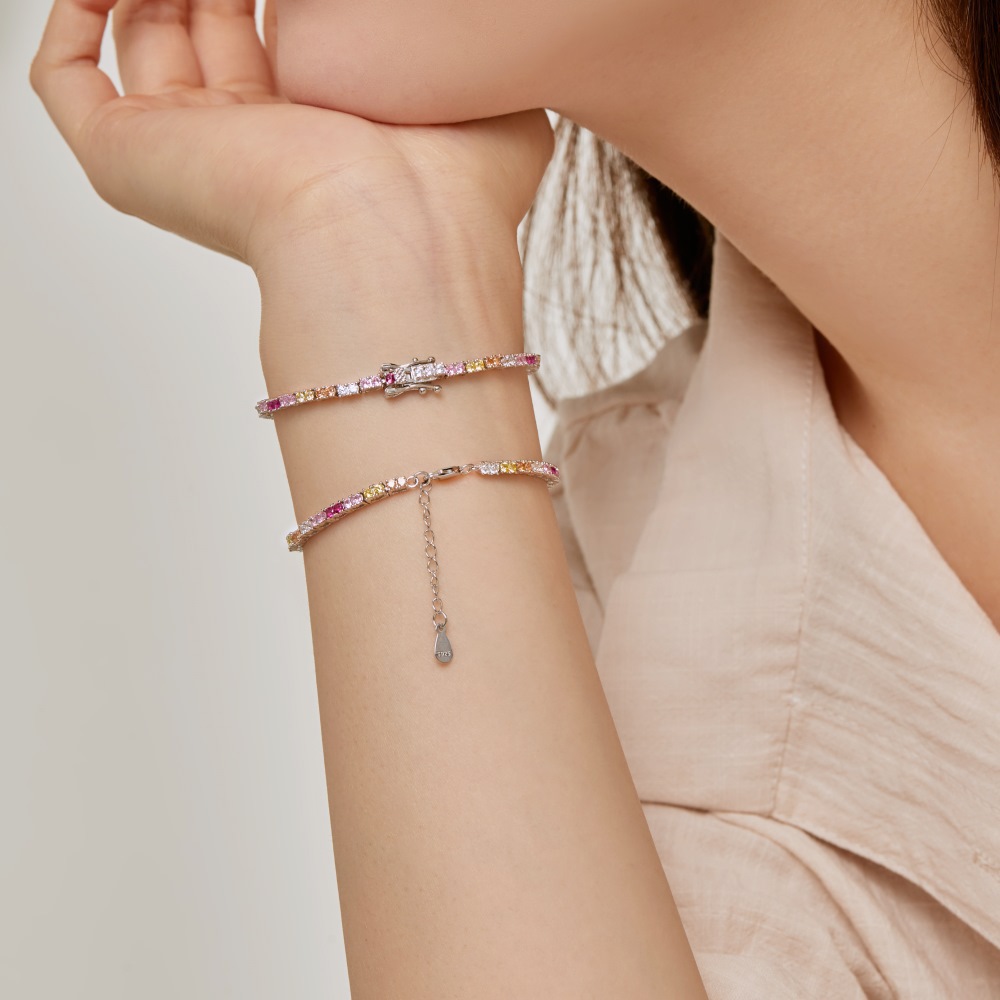 12g Weight Zircon Inlay Material Bracelets Classification 1 Piece Quantity Daily, Street Occasion 925 Sterling Silver Material Water Droplets, Heart Shape, Flower Pattern Women's Gender Inlay Design IG Style, Shiny Style 925 Sterling Silver Bracelets IG Style Shiny 10