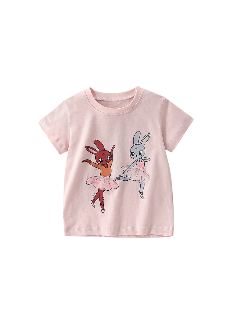 Malwee transfronterizo camiseta de chicas de verano nuevo estilo europeo y americano de niños de cuello redondo camiseta de chicas lindas camiseta superior